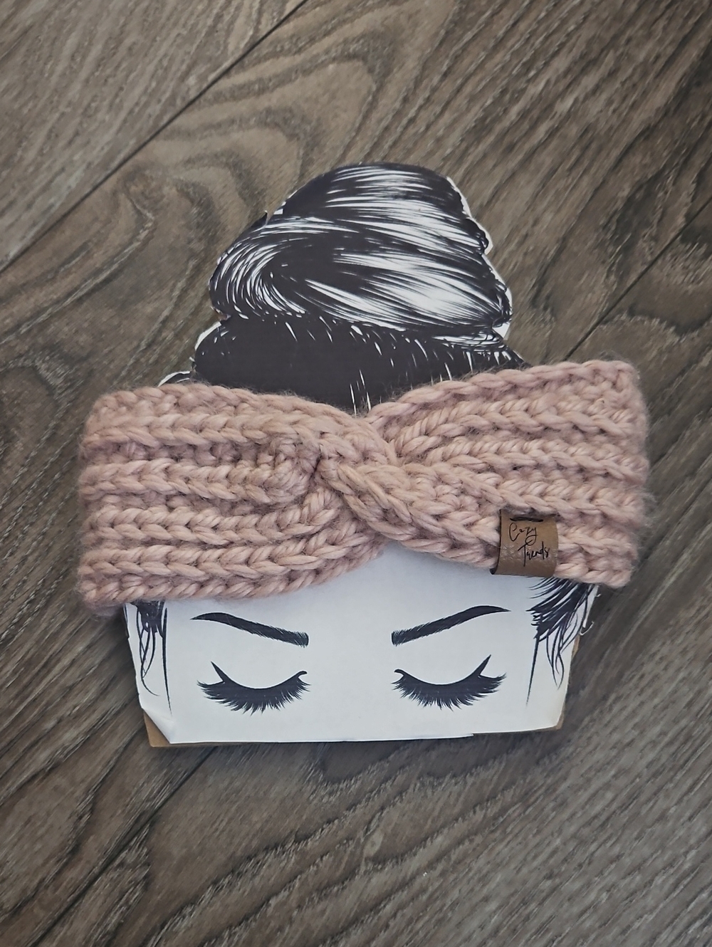 Hand-Knit Teen/Adult Small Twist Headband - Blush Pink